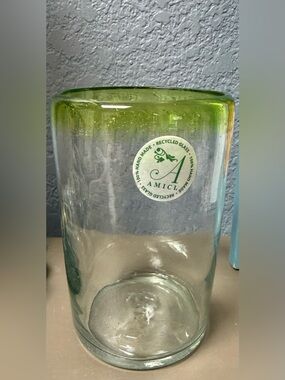 New Hand-Made Green Recycled Glass cup